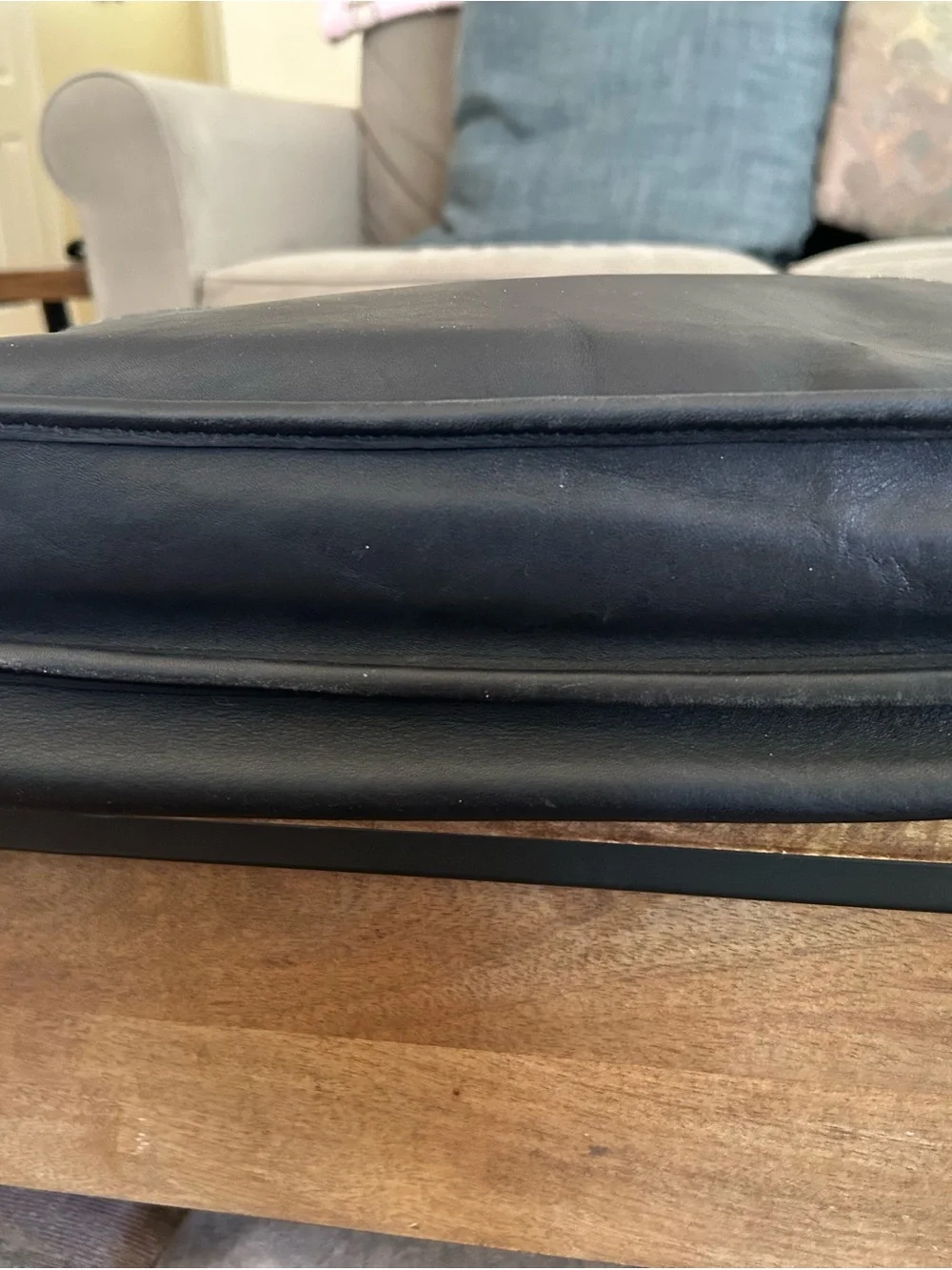 Coach Black Leather Messenger Bag with Gold Hardware